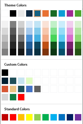 The Custom Colors row in PowerPoint's Shape Fill menu, below the theme and standard colors
