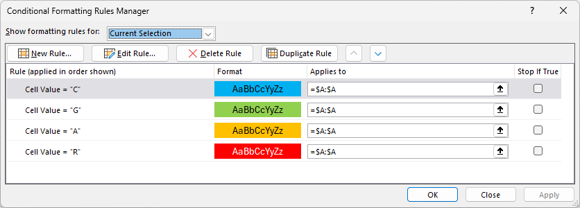 Excel Rules