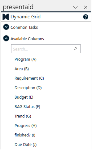 Available Columns