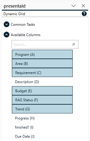 Add multiple columns with Ctrl