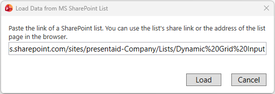 Enter SharePoint list link