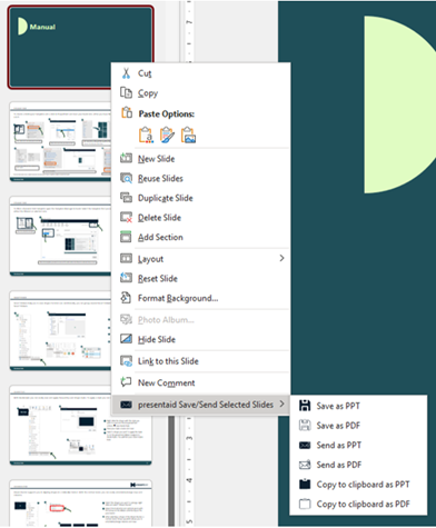 Save Selected Slides Context Menu