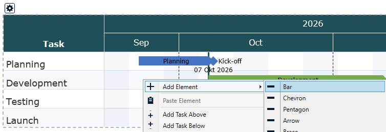 Menü Add Element